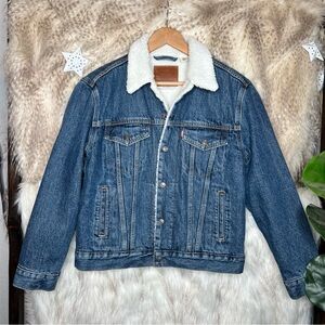 Levi Sherpa Lined Denim Jean Trucker Jacket